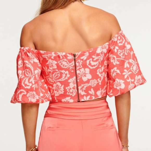 Ramy Brook Printed Marley Puff Sleeve Top Womens Size 4 in Pink NWT - Picture 3 of 3